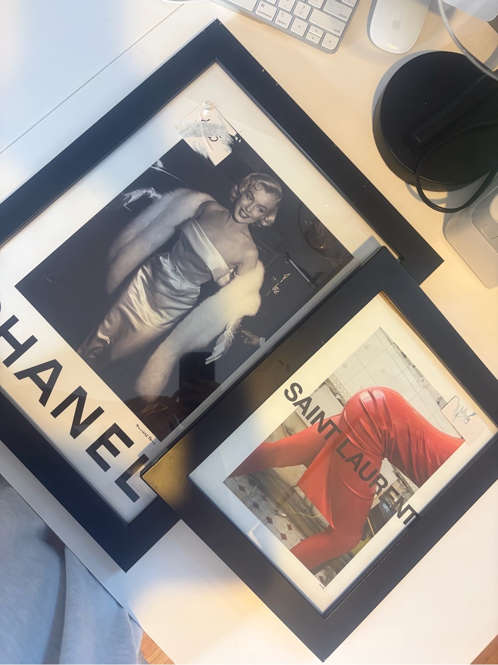 Chanel Printed Marilyn Black Framed Fashion Art Print - Black and YSL print set